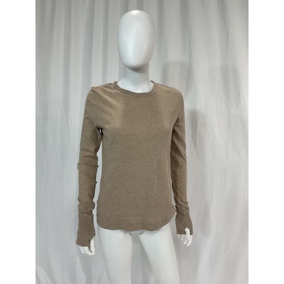 Enza Costa 'Cashmere' Tan Easy Cuffed Crew Size M - Picture 2 of 5